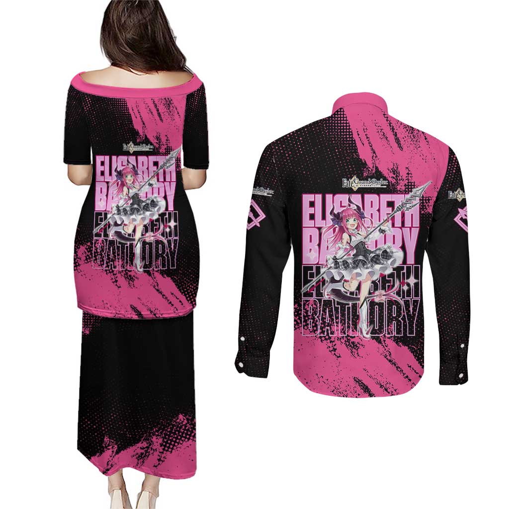 Elisabeth Bathory Fate Grand Order Couples Matching Puletasi and Long Sleeve Button Shirt Gothic Anime Splash Art Style