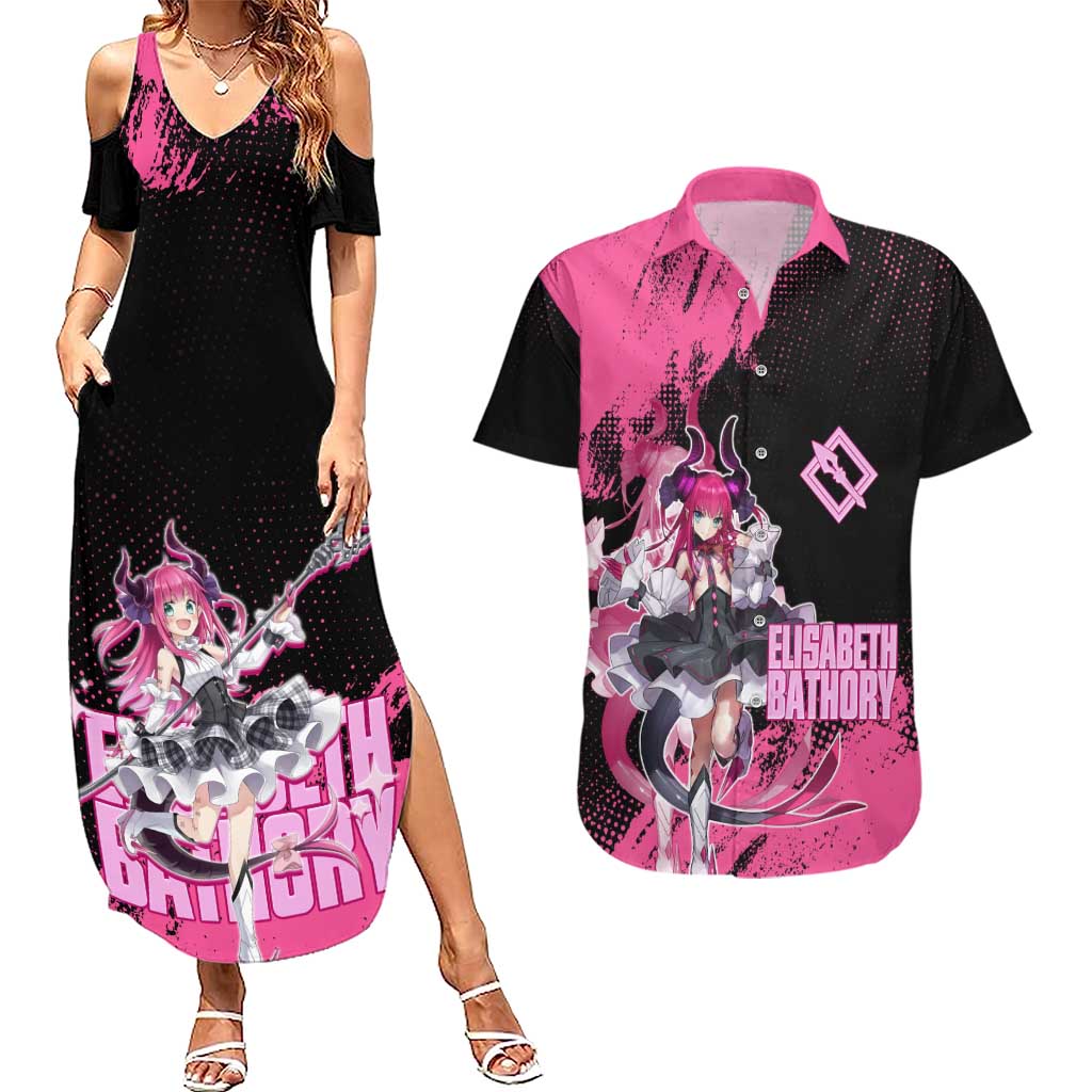 Elisabeth Bathory Fate Grand Order Couples Matching Summer Maxi Dress and Hawaiian Shirt Gothic Anime Splash Art Style