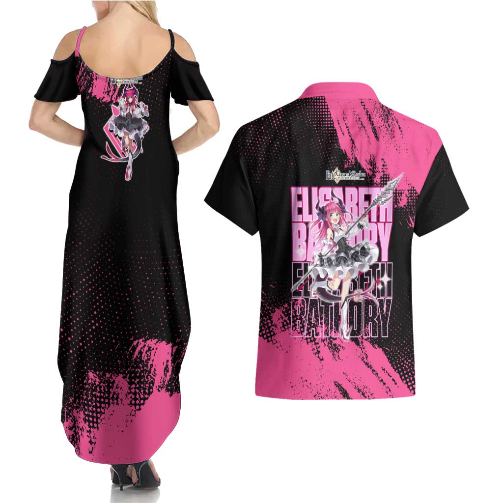 Elisabeth Bathory Fate Grand Order Couples Matching Summer Maxi Dress and Hawaiian Shirt Gothic Anime Splash Art Style