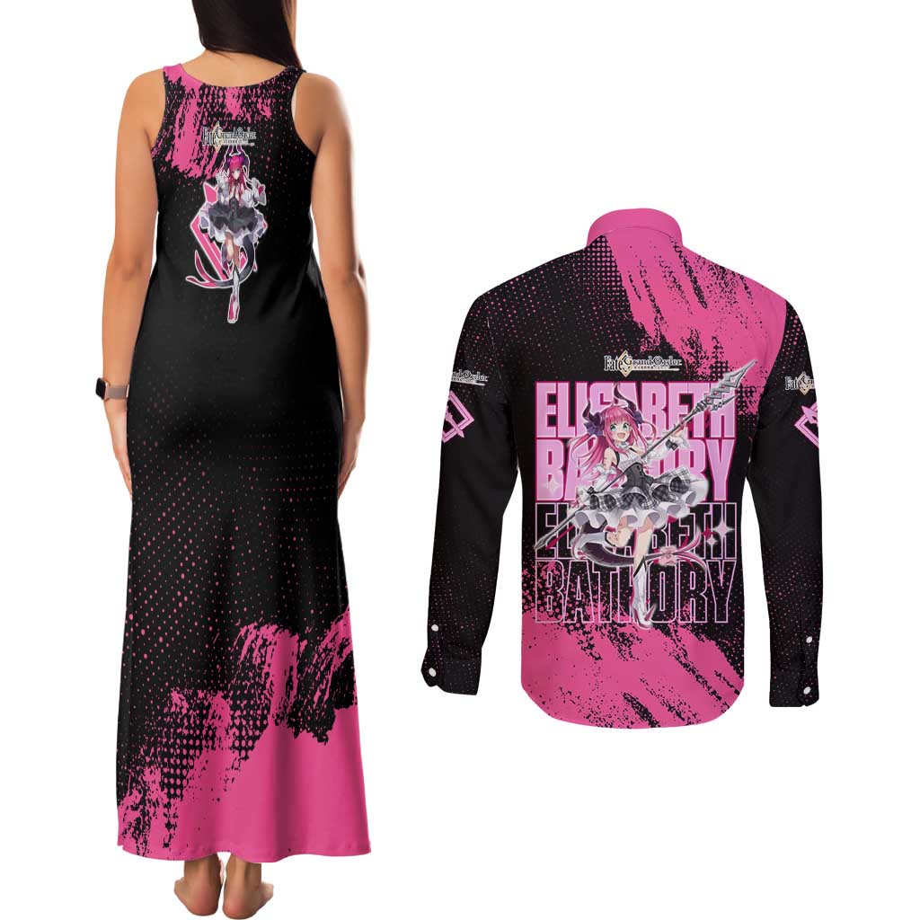 Elisabeth Bathory Fate Grand Order Couples Matching Tank Maxi Dress and Long Sleeve Button Shirt Gothic Anime Splash Art Style