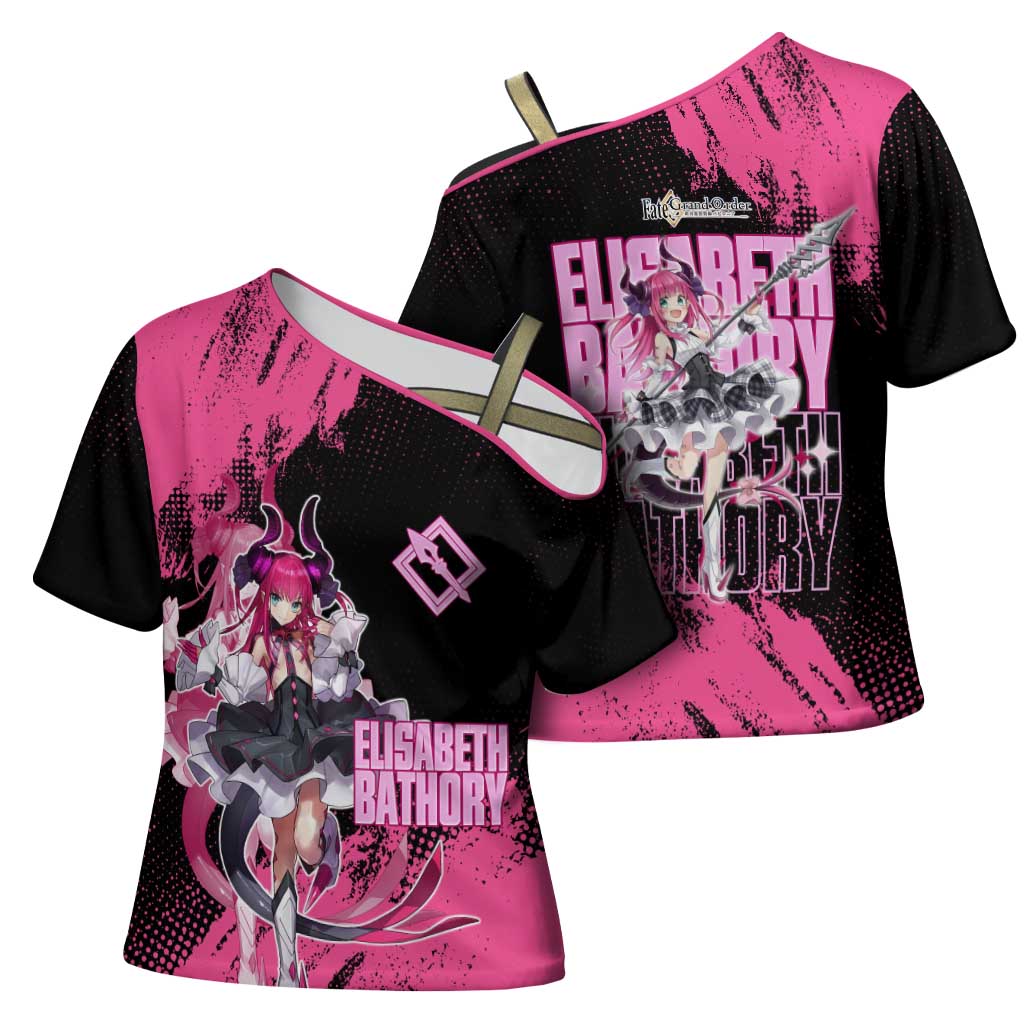 Elisabeth Bathory Fate Grand Order Cross Shoulder Shirt Gothic Anime Splash Art Style