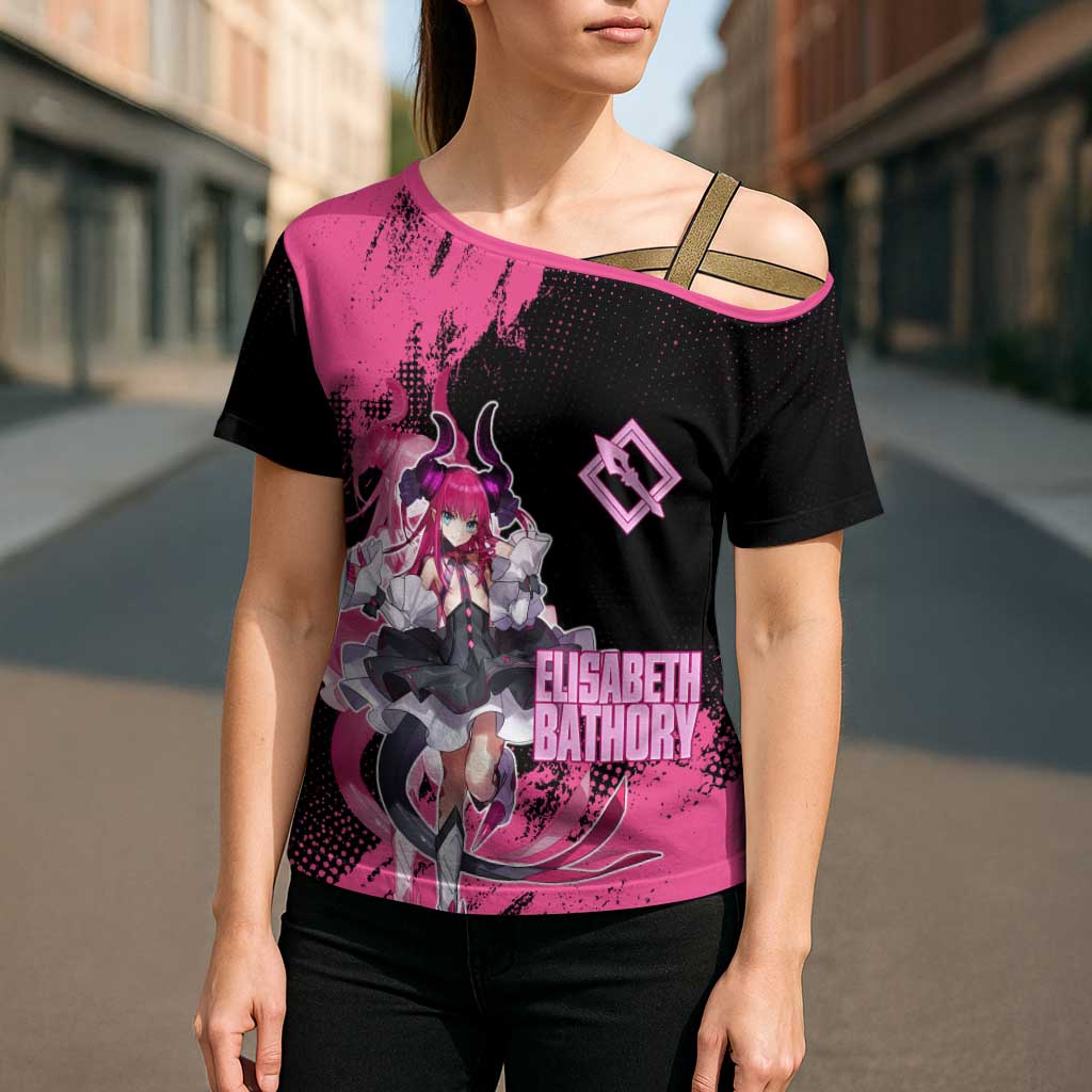 Elisabeth Bathory Fate Grand Order Cross Shoulder Shirt Gothic Anime Splash Art Style