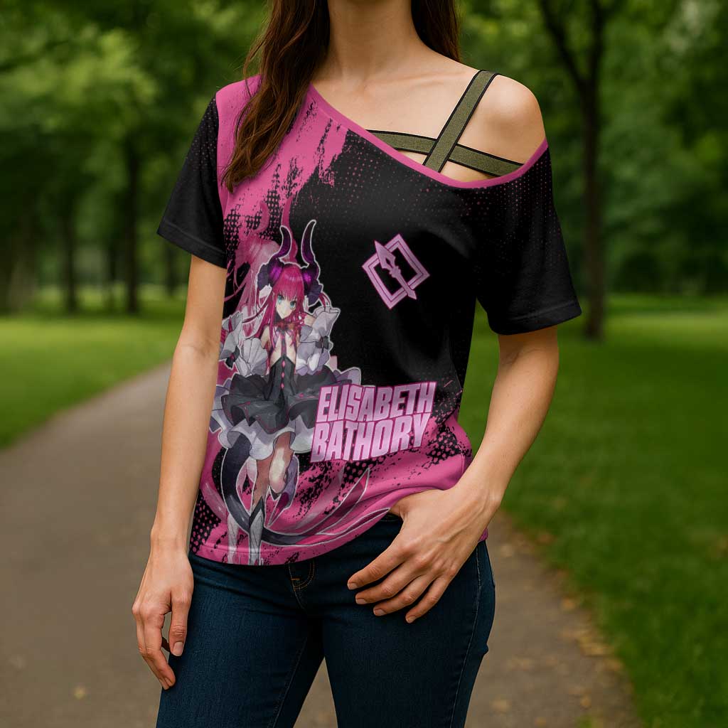 Elisabeth Bathory Fate Grand Order Cross Shoulder Shirt Gothic Anime Splash Art Style