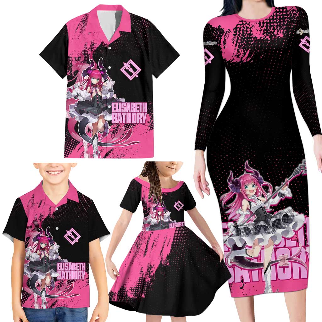 Elisabeth Bathory Fate Grand Order Family Matching Long Sleeve Bodycon Dress and Hawaiian Shirt Gothic Anime Splash Art Style