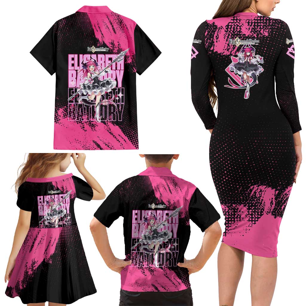 Elisabeth Bathory Fate Grand Order Family Matching Long Sleeve Bodycon Dress and Hawaiian Shirt Gothic Anime Splash Art Style