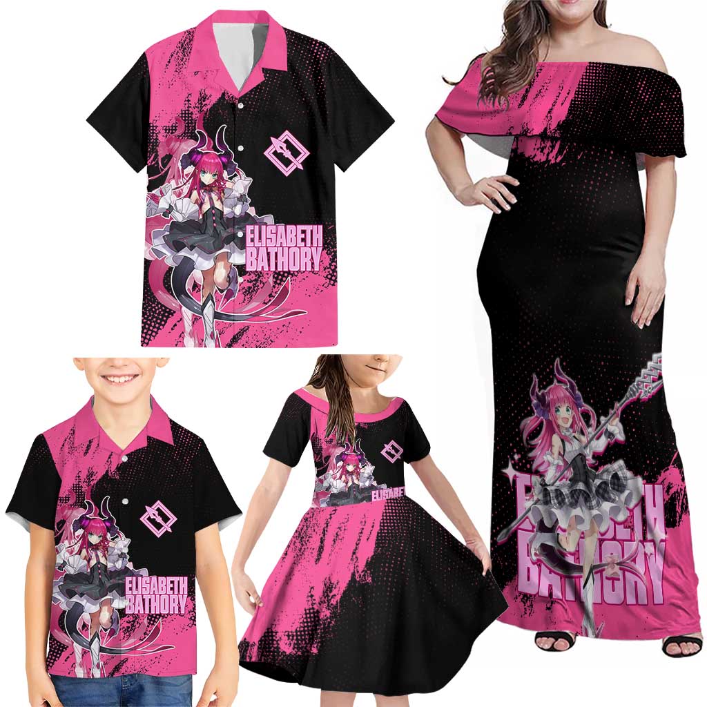 Elisabeth Bathory Fate Grand Order Family Matching Off Shoulder Maxi Dress and Hawaiian Shirt Gothic Anime Splash Art Style