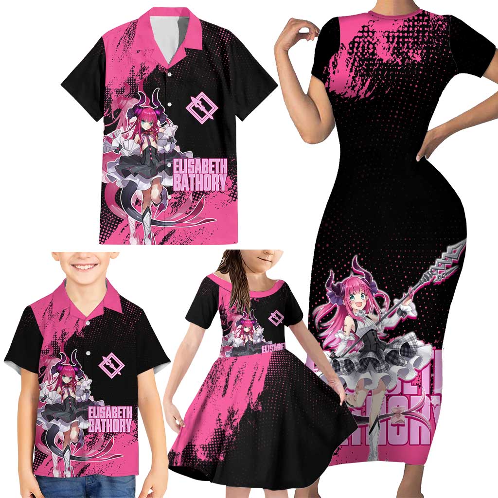 Elisabeth Bathory Fate Grand Order Family Matching Short Sleeve Bodycon Dress and Hawaiian Shirt Gothic Anime Splash Art Style