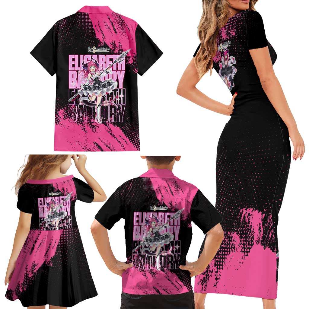 Elisabeth Bathory Fate Grand Order Family Matching Short Sleeve Bodycon Dress and Hawaiian Shirt Gothic Anime Splash Art Style