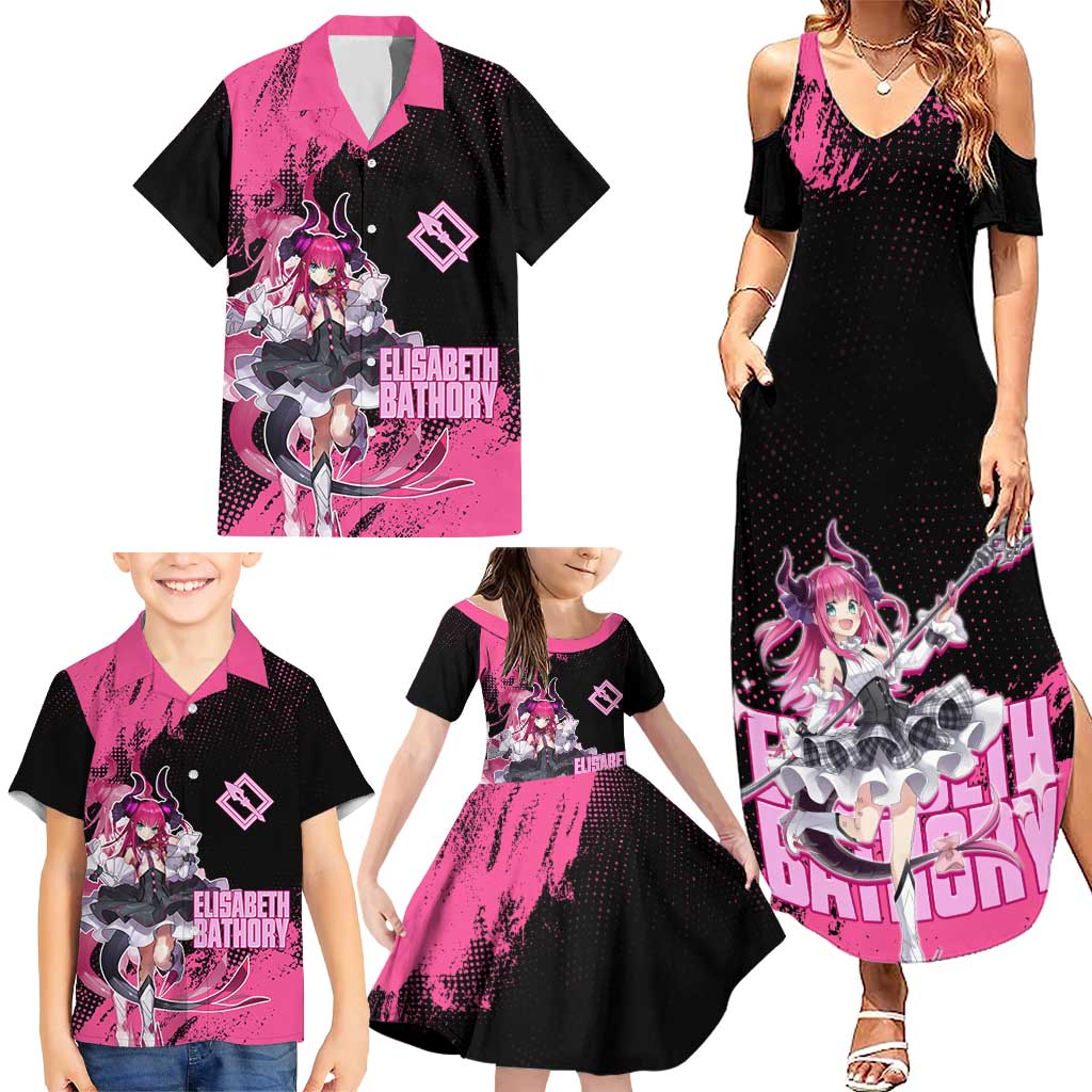 Elisabeth Bathory Fate Grand Order Family Matching Summer Maxi Dress and Hawaiian Shirt Gothic Anime Splash Art Style