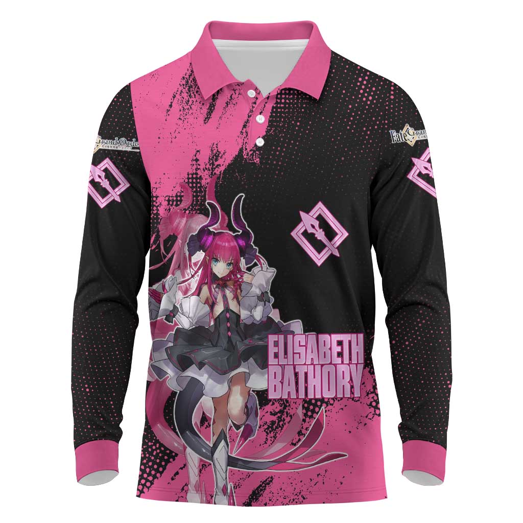 Elisabeth Bathory Fate Grand Order Long Sleeve Polo Shirt Gothic Anime Splash Art Style