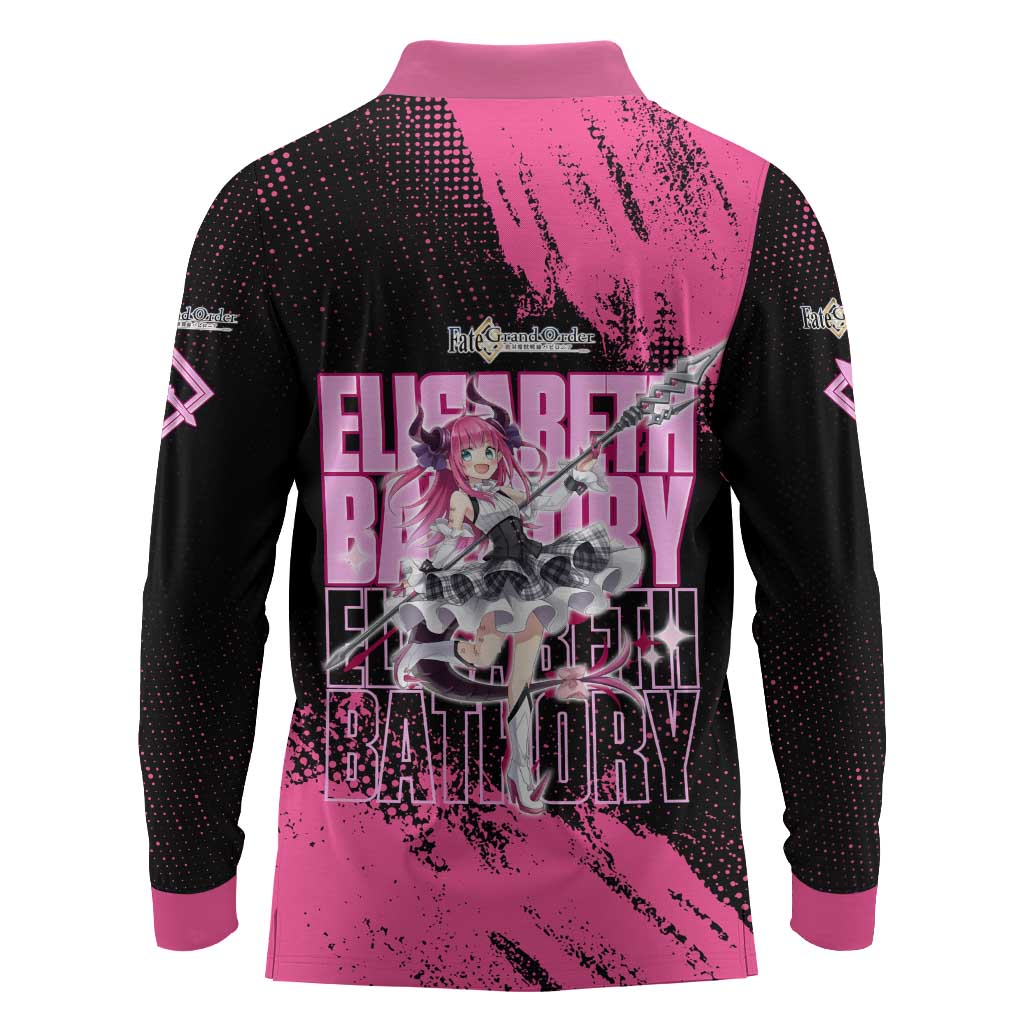 Elisabeth Bathory Fate Grand Order Long Sleeve Polo Shirt Gothic Anime Splash Art Style