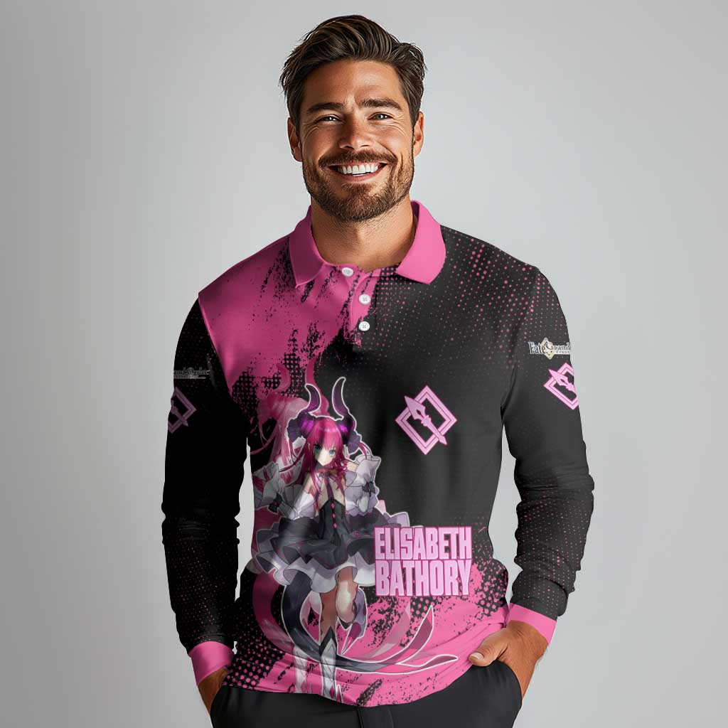 Elisabeth Bathory Fate Grand Order Long Sleeve Polo Shirt Gothic Anime Splash Art Style