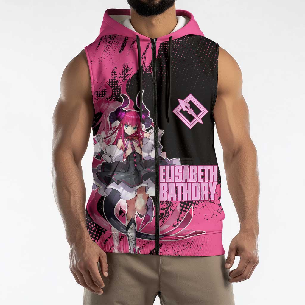 Elisabeth Bathory Fate Grand Order Sleeveless Zip Hoodie Gothic Anime Splash Art Style