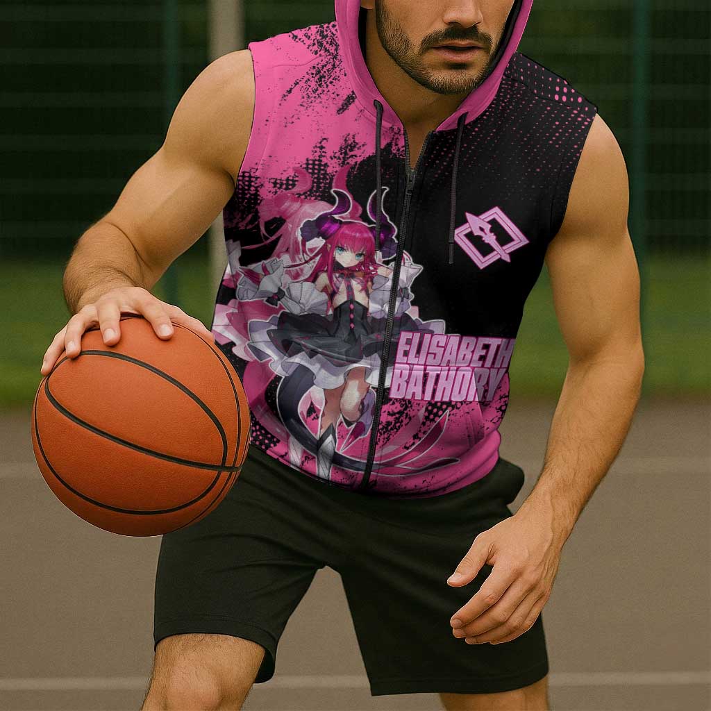 Elisabeth Bathory Fate Grand Order Sleeveless Zip Hoodie Gothic Anime Splash Art Style