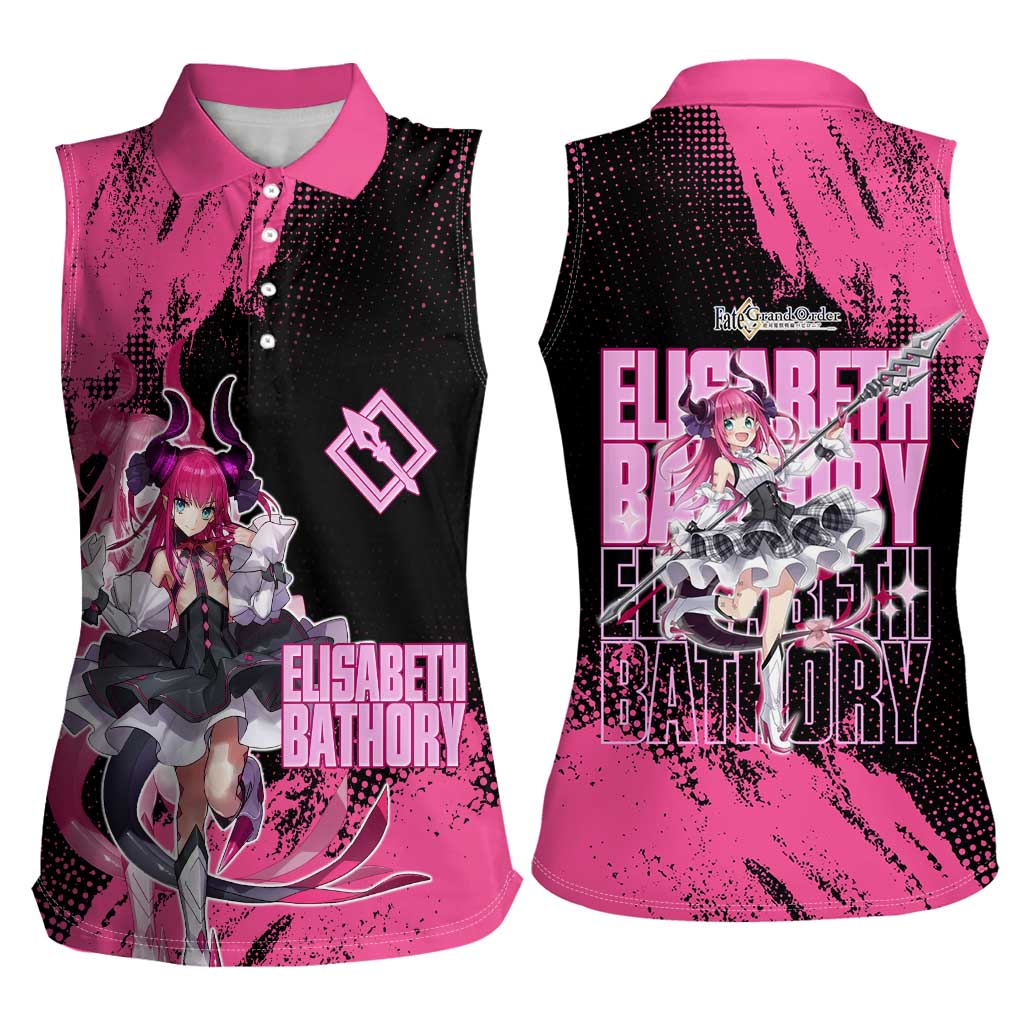 Elisabeth Bathory Fate Grand Order Women Sleeveless Polo Shirt Gothic Anime Splash Art Style