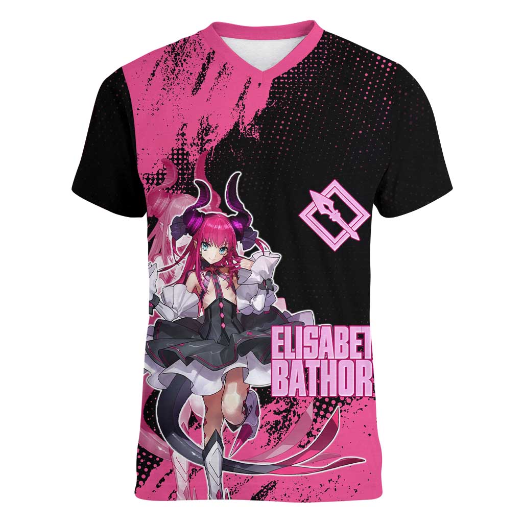 Elisabeth Bathory Fate Grand Order Women V-Neck T-Shirt Gothic Anime Splash Art Style
