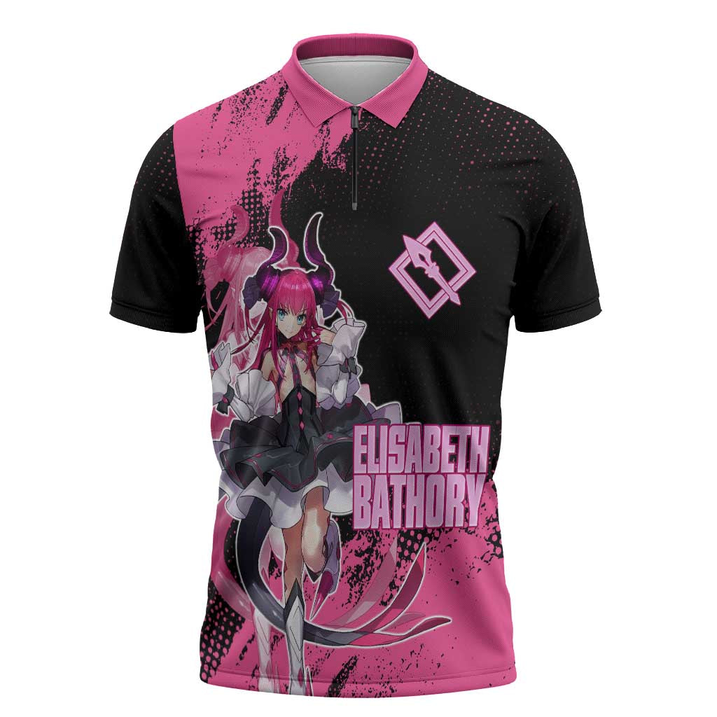 Elisabeth Bathory Fate Grand Order Zipper Polo Shirt Gothic Anime Splash Art Style
