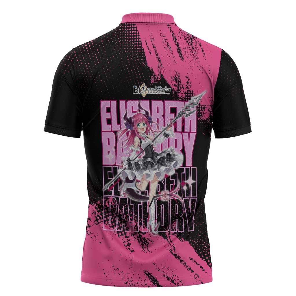 Elisabeth Bathory Fate Grand Order Zipper Polo Shirt Gothic Anime Splash Art Style