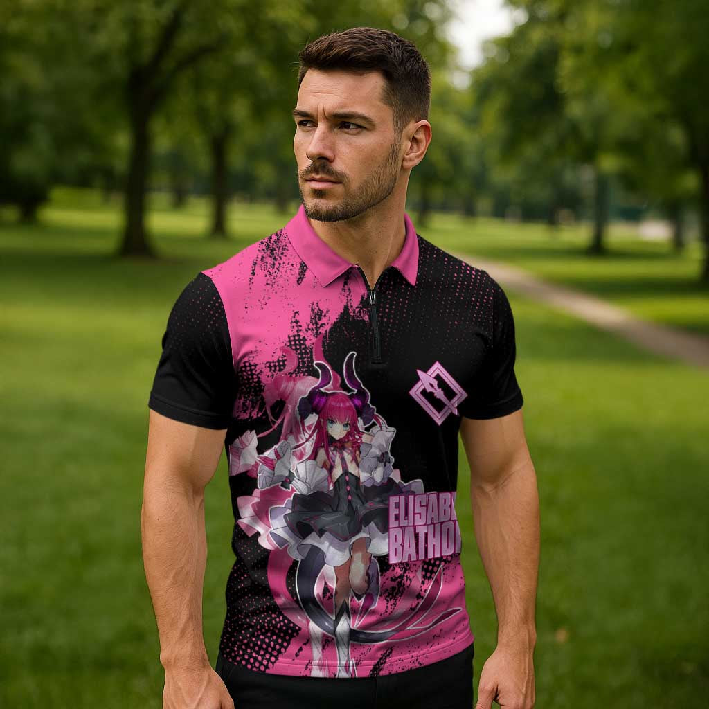 Elisabeth Bathory Fate Grand Order Zipper Polo Shirt Gothic Anime Splash Art Style