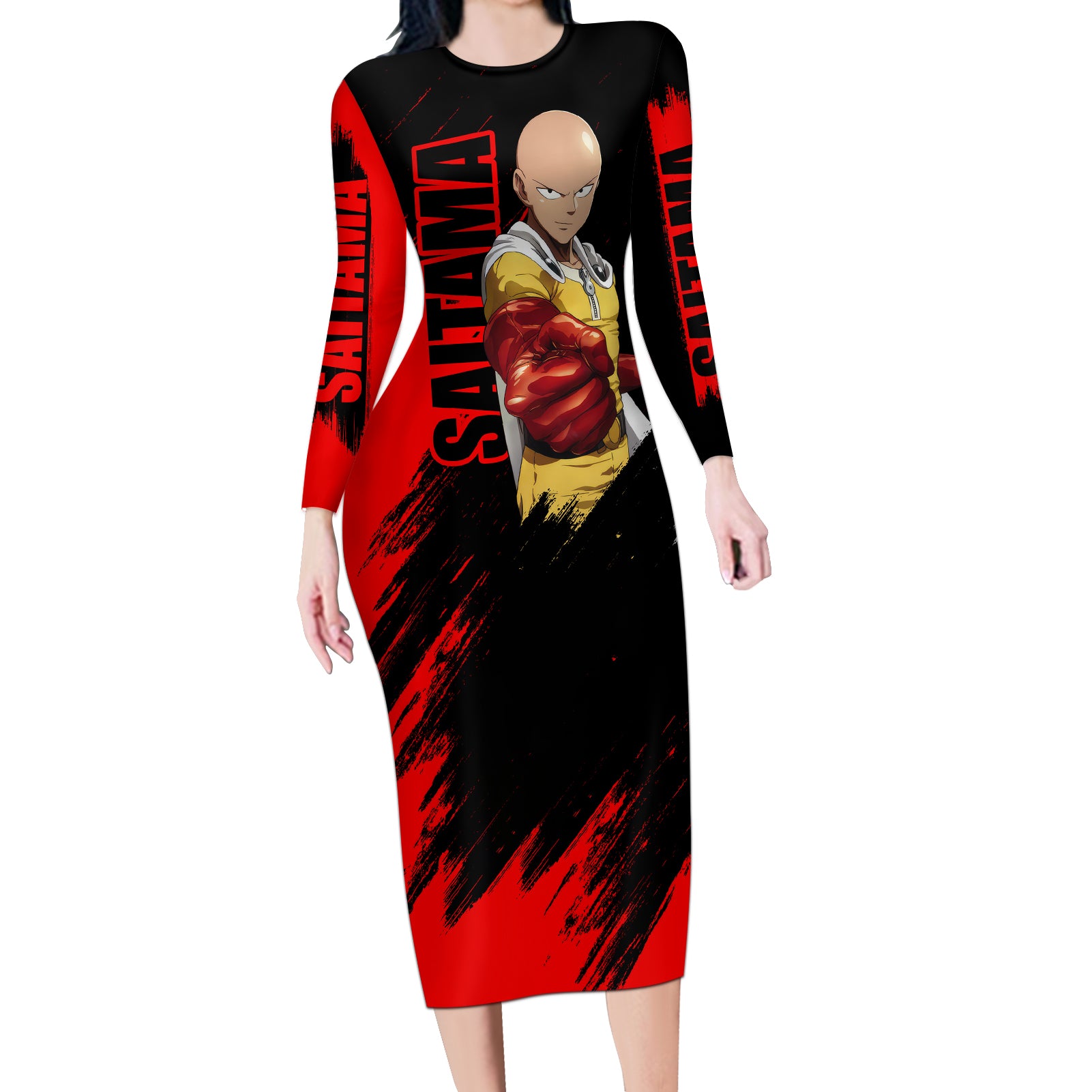 Saitama - OPM - Sport Funny Design Long Sleeve Bodycon Dress