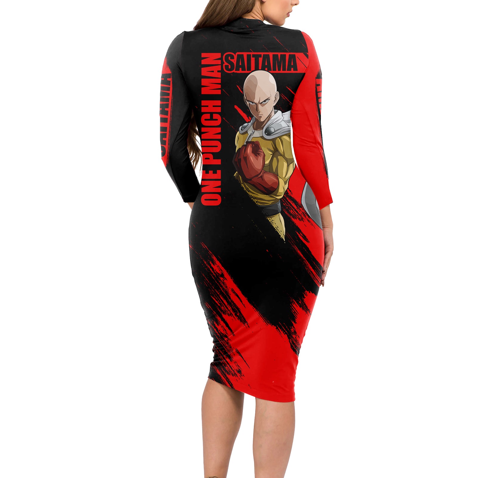 Saitama - OPM - Sport Funny Design Long Sleeve Bodycon Dress