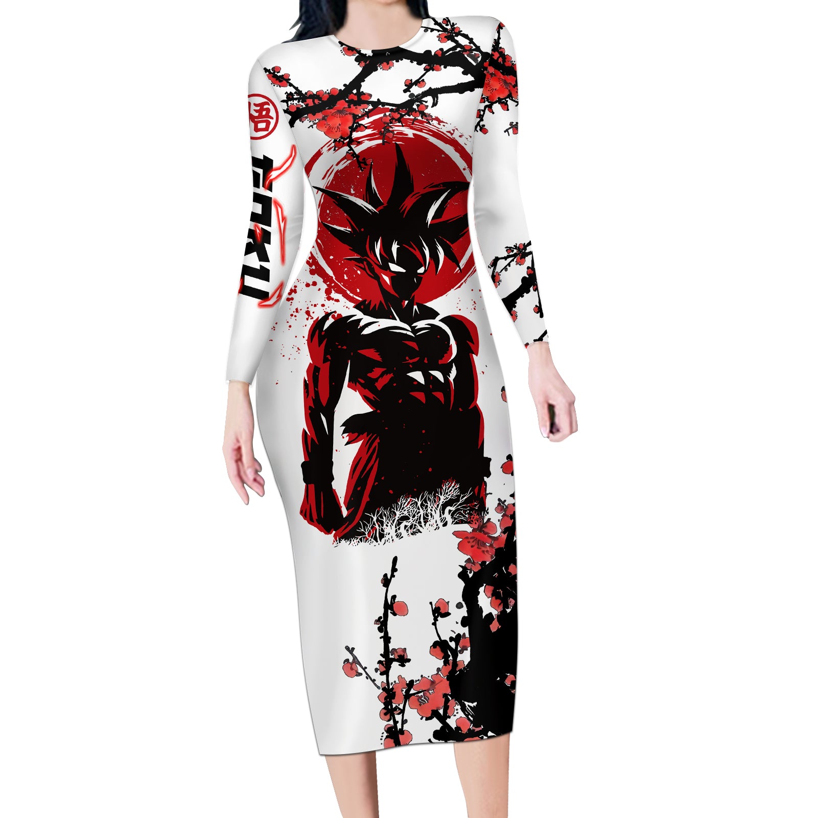 Goku - Style Dragon Ball Anime Long Sleeve Bodycon Dress