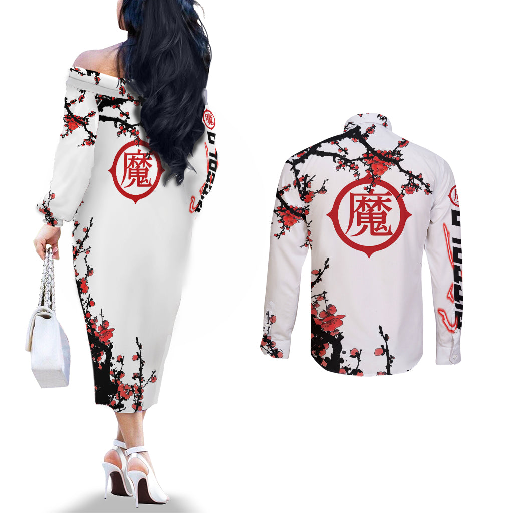 Piccolo - Japan Style Anime Couples Matching Off The Shoulder Long Sleeve Dress and Long Sleeve Button Shirt