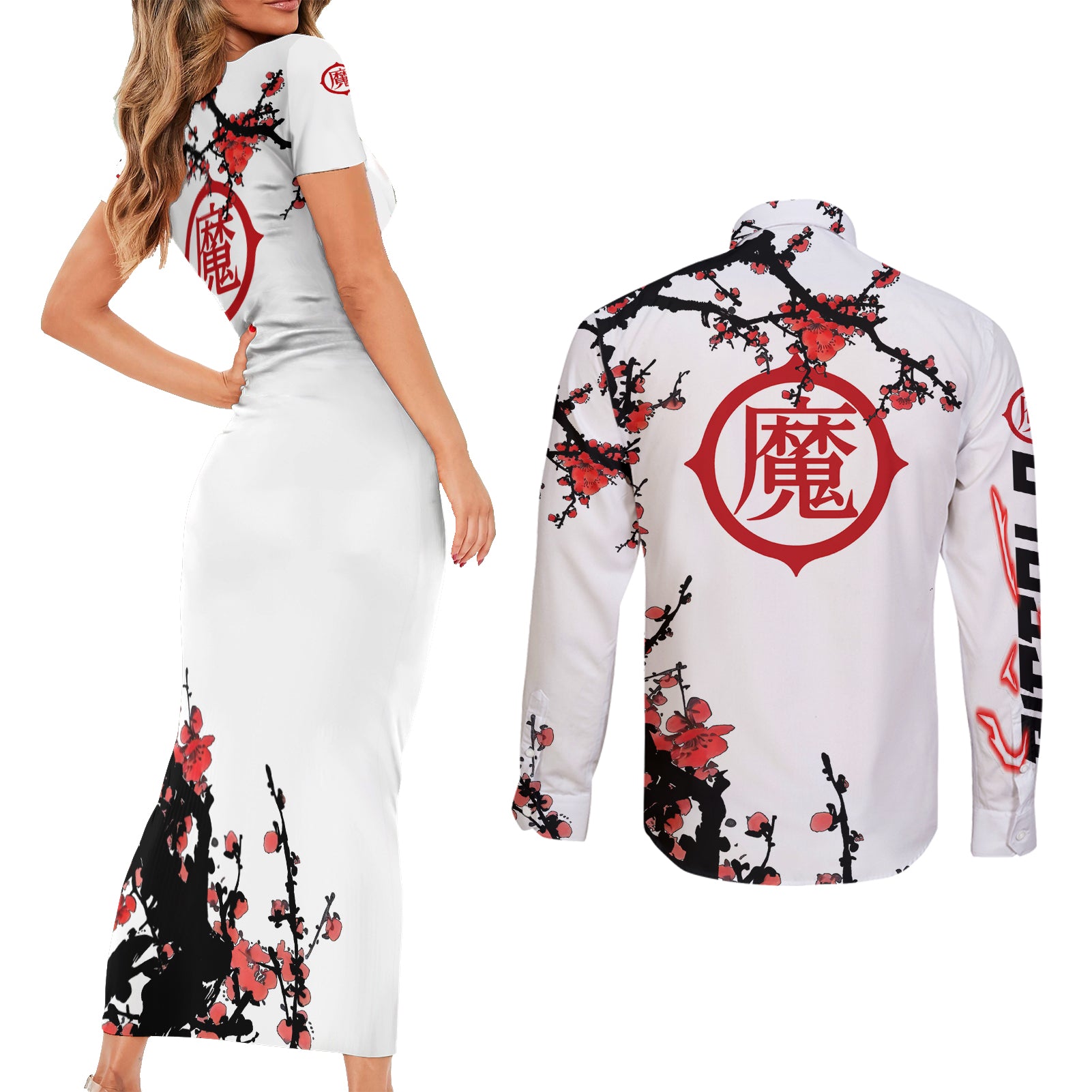 Piccolo - Japan Style Anime Couples Matching Short Sleeve Bodycon Dress and Long Sleeve Button Shirt