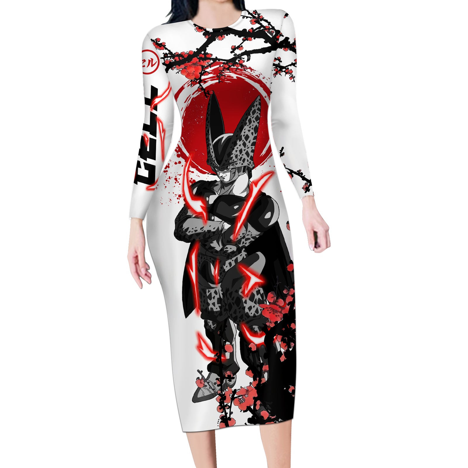 Perfect Cell - Style Anime Long Sleeve Bodycon Dress