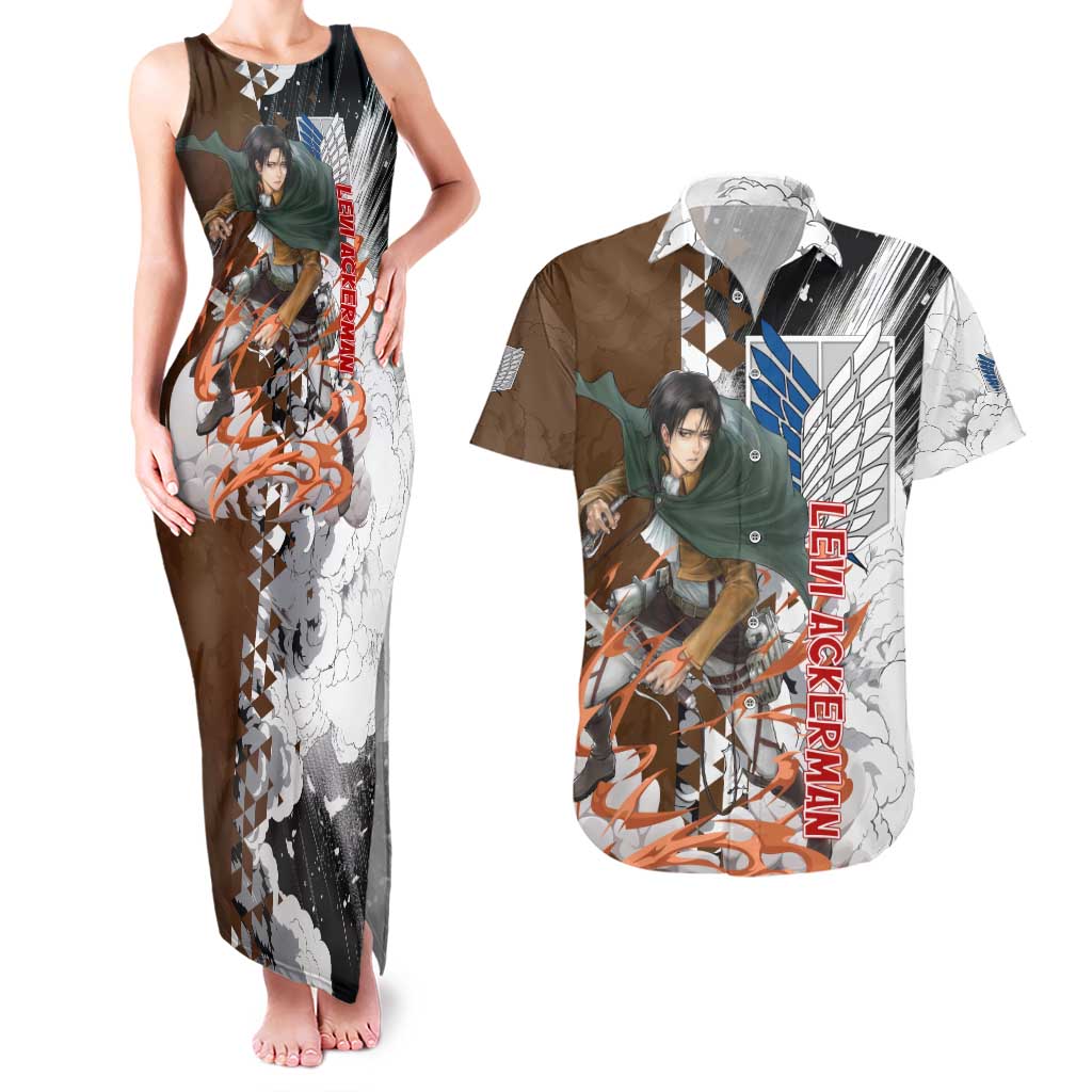 Levi Ackerman - Attack On Titan Couples Matching Tank Maxi Dress and Hawaiian Shirt Anime Style