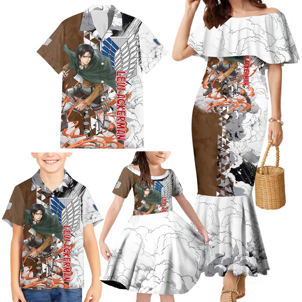 Levi Ackerman - Attack On Titan Family Matching Mermaid Dress and Hawaiian Shirt Anime Style