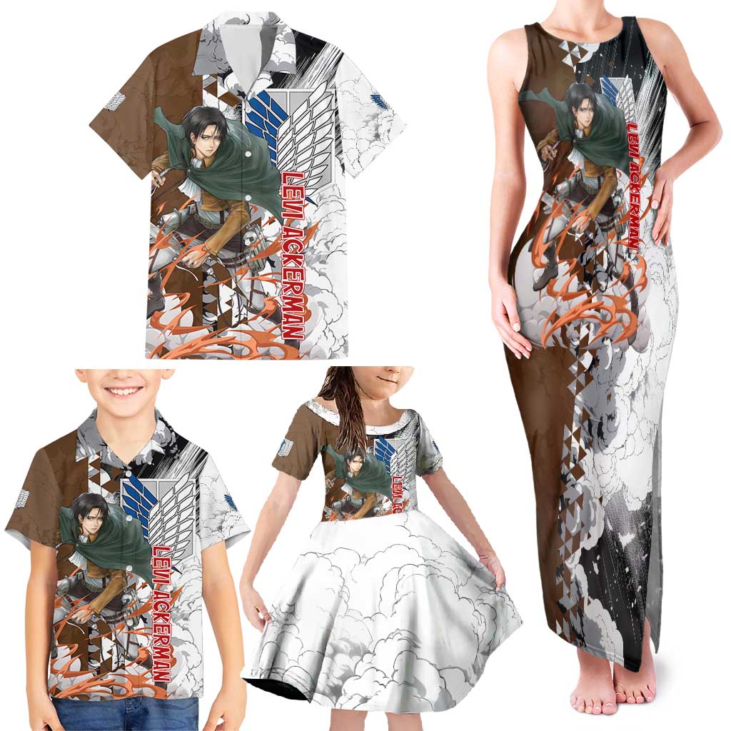 Levi Ackerman - Attack On Titan Family Matching Tank Maxi Dress and Hawaiian Shirt Anime Style