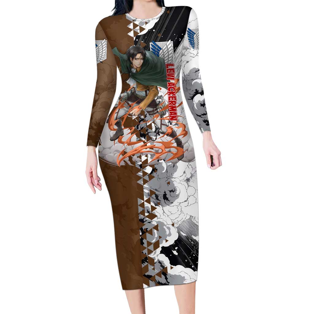 Levi Ackerman - Attack On Titan Long Sleeve Bodycon Dress Anime Style