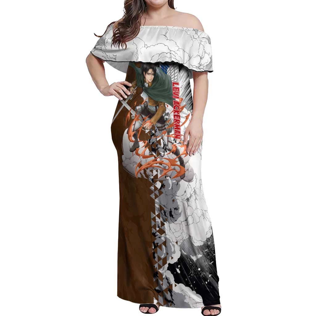 Levi Ackerman - Attack On Titan Off Shoulder Maxi Dress Anime Style