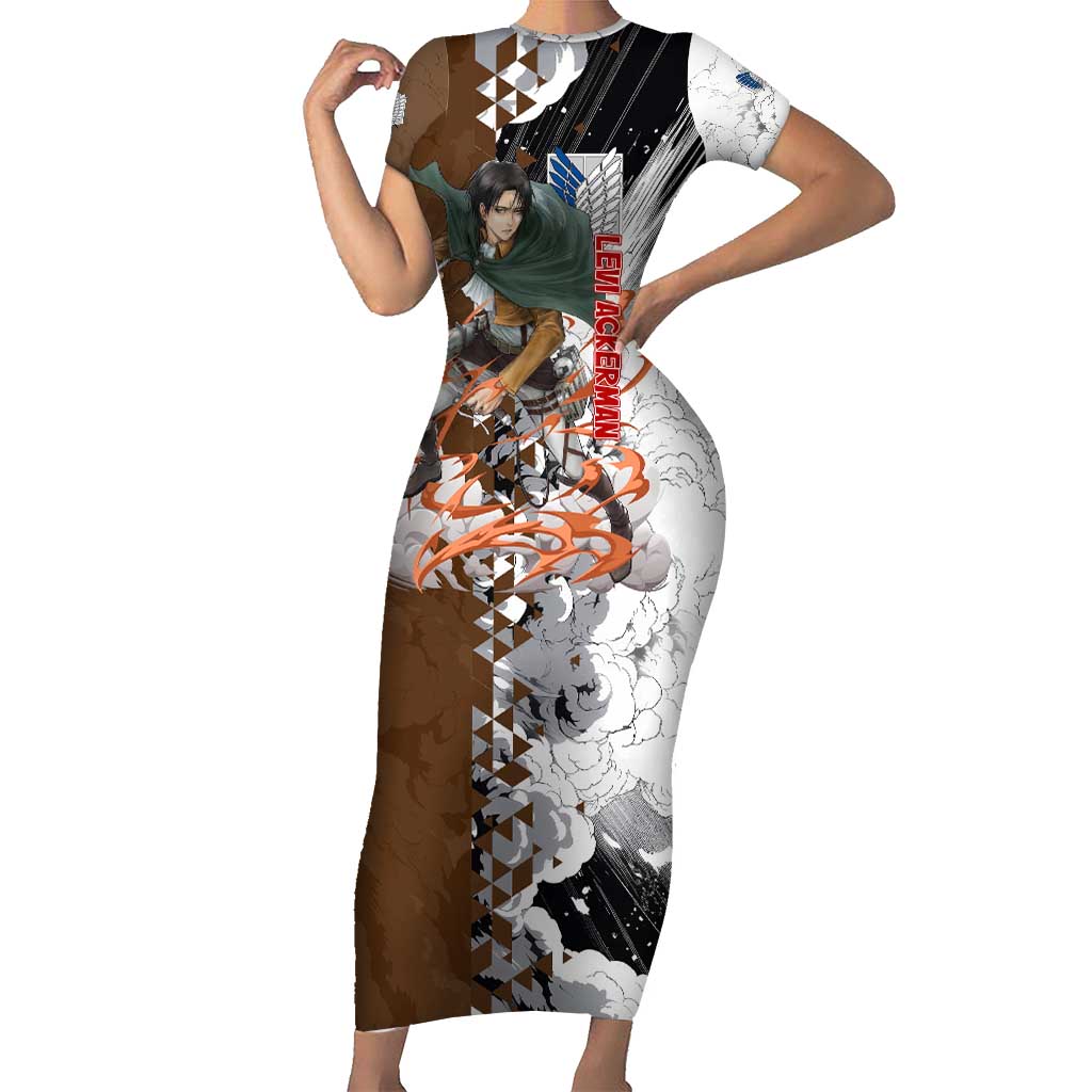 Levi Ackerman - Attack On Titan Short Sleeve Bodycon Dress Anime Style