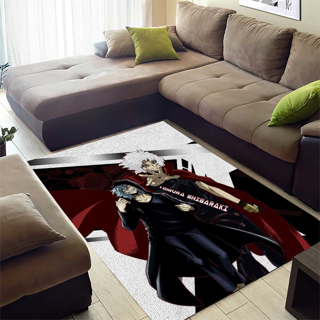 Tomura Shigaraki Area Rug Dark Anime Villain Illustration with Red Energy Aura