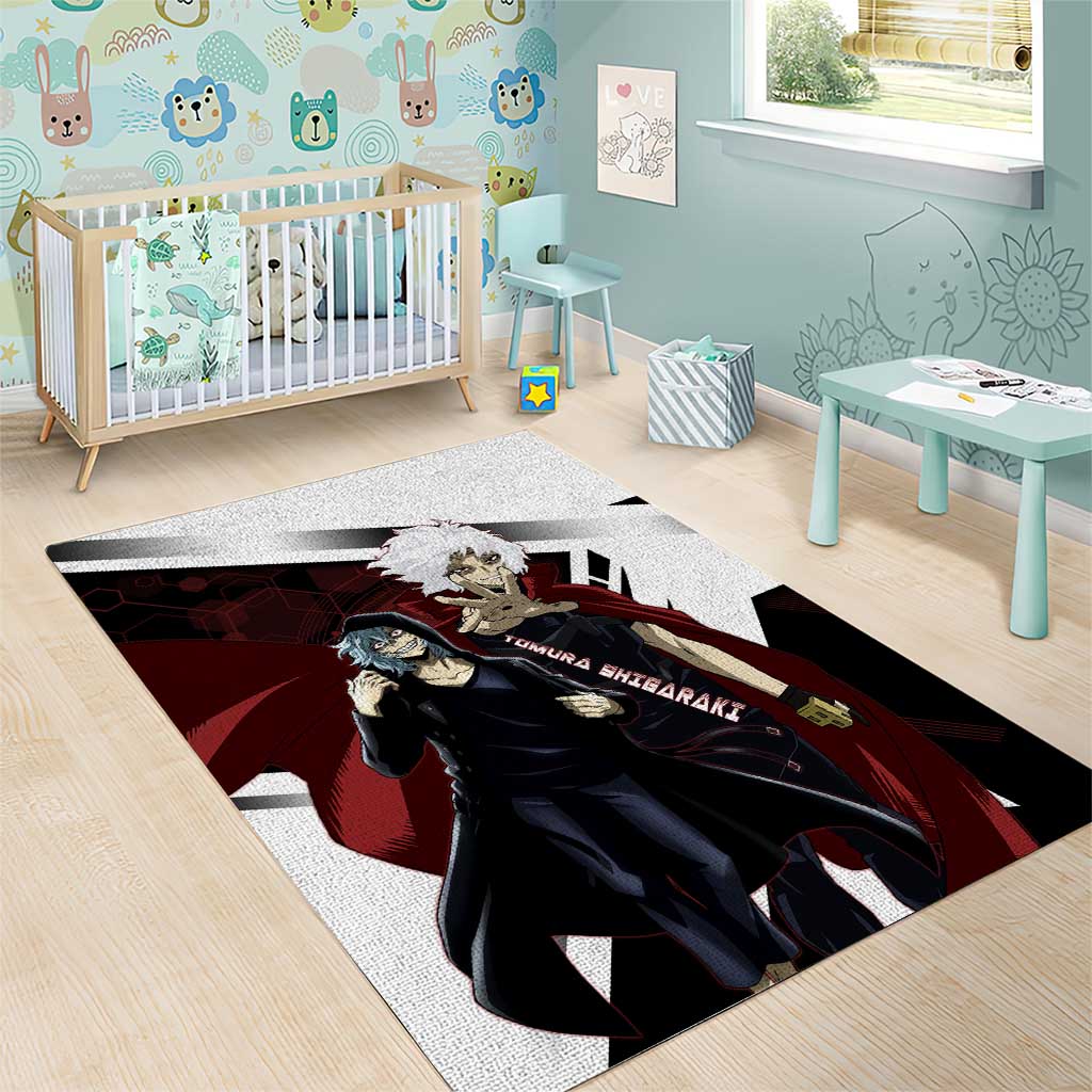 Tomura Shigaraki Area Rug Dark Anime Villain Illustration with Red Energy Aura