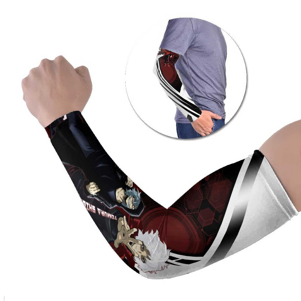 Tomura Shigaraki Arm Sleeves Dark Anime Villain Illustration with Red Energy Aura