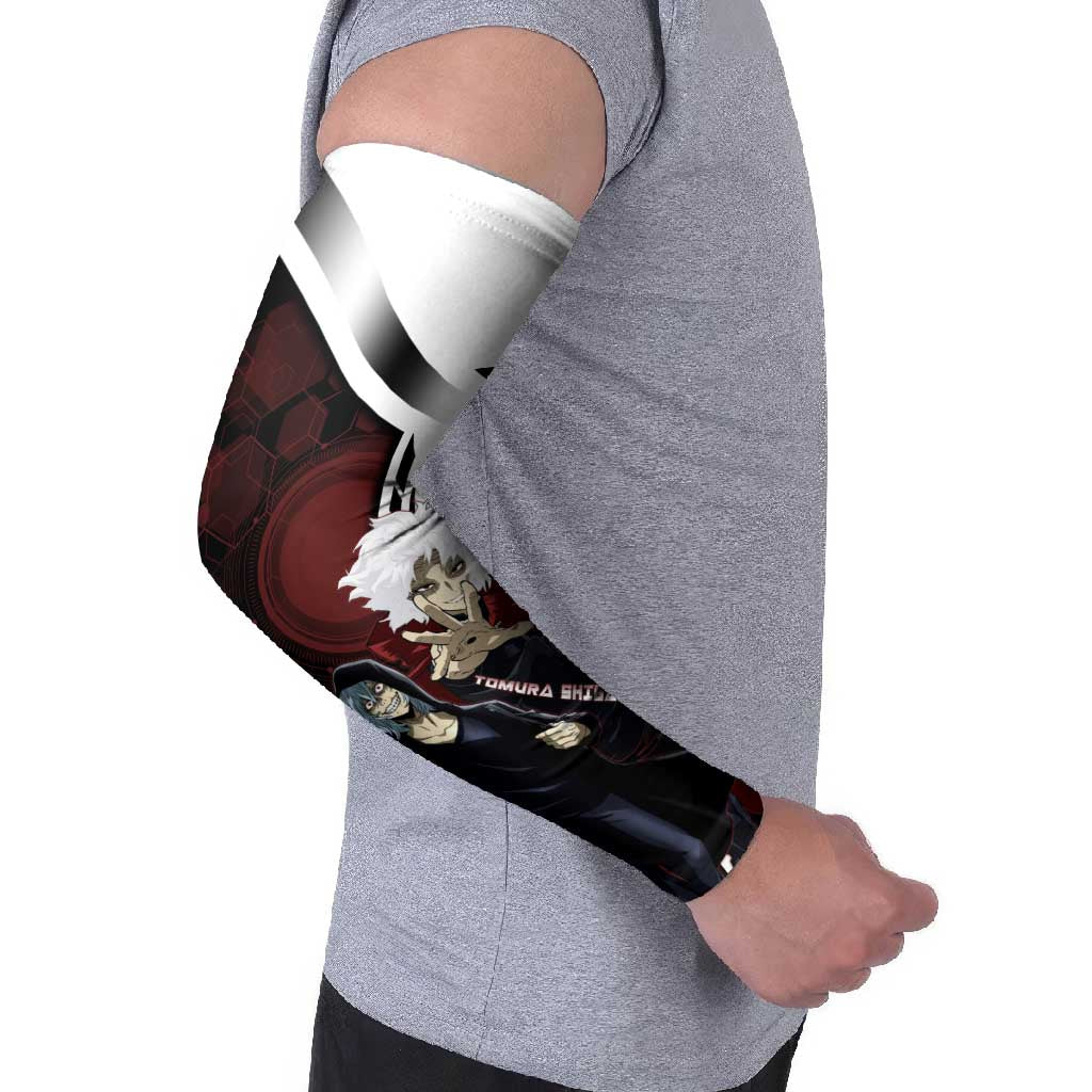 Tomura Shigaraki Arm Sleeves Dark Anime Villain Illustration with Red Energy Aura