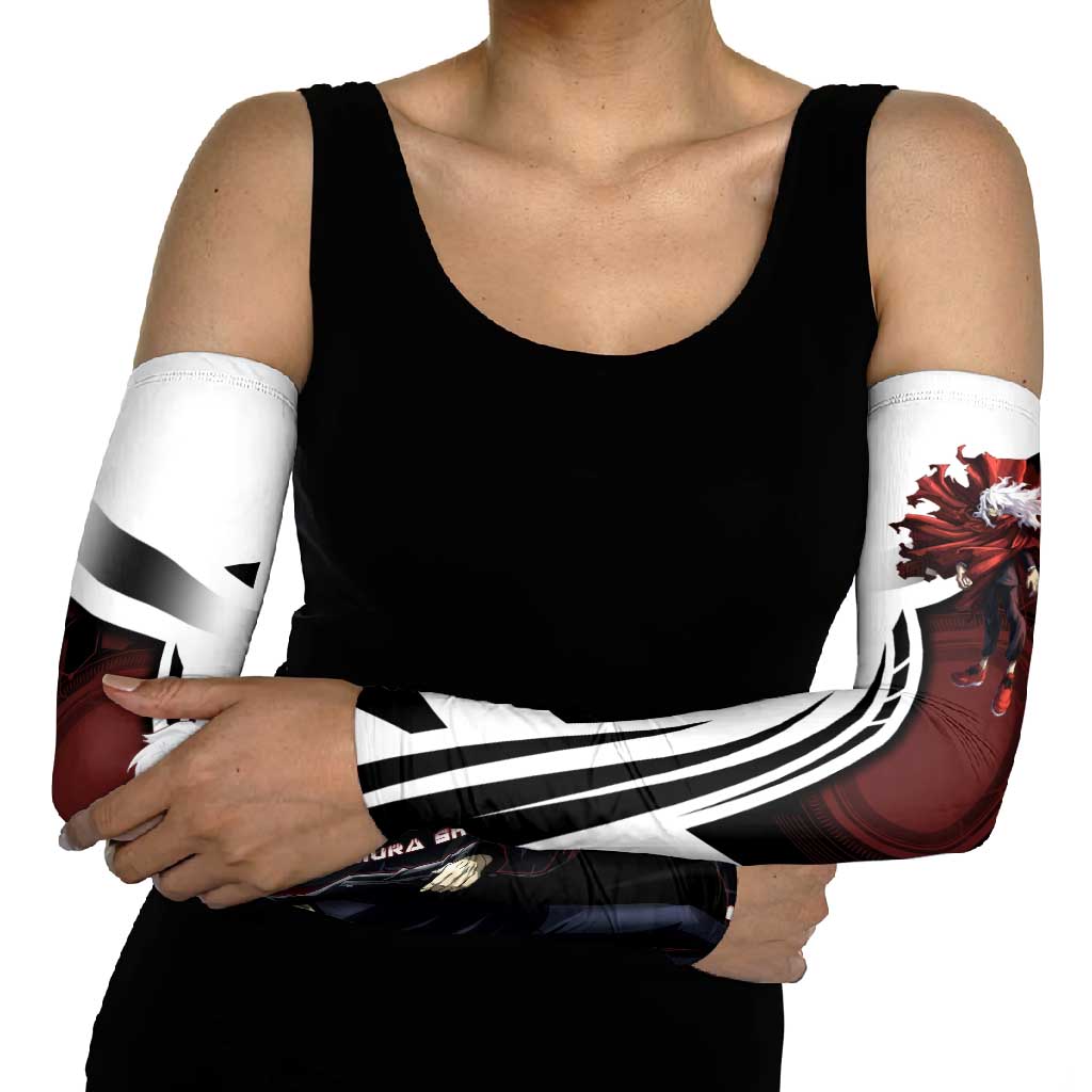 Tomura Shigaraki Arm Sleeves Dark Anime Villain Illustration with Red Energy Aura