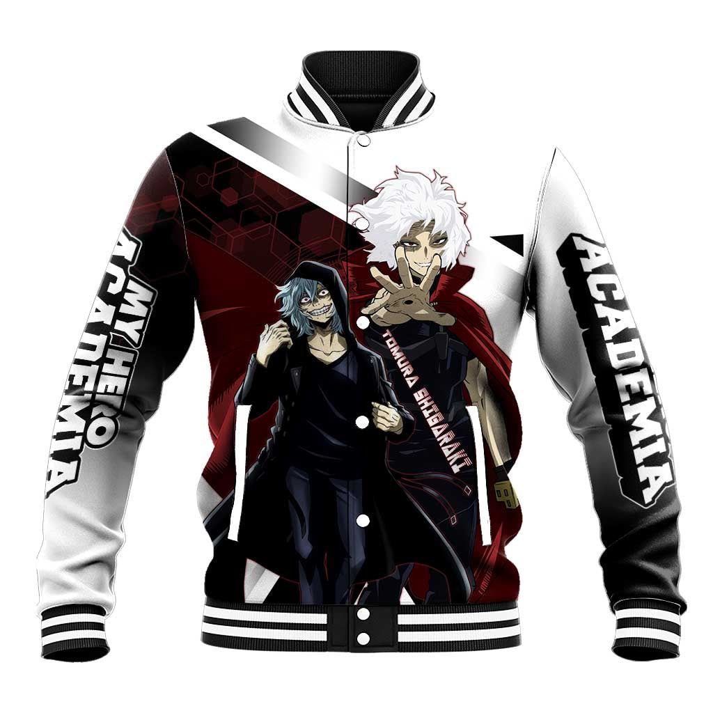 Tomura Shigaraki Baseball Jacket Dark Anime Villain Illustration with Red Energy Aura