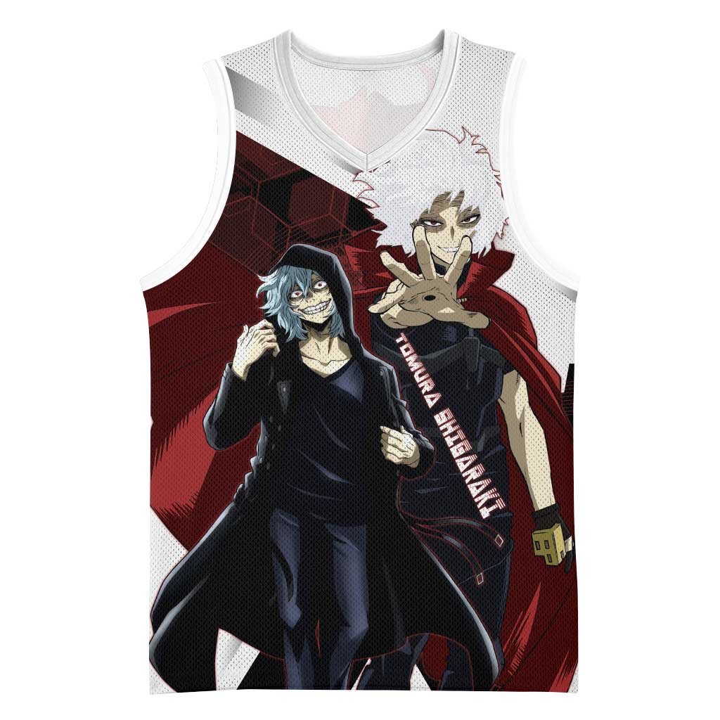 Tomura Shigaraki Basketball Jersey Dark Anime Villain Illustration with Red Energy Aura