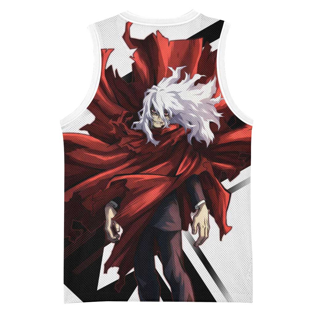 Tomura Shigaraki Basketball Jersey Dark Anime Villain Illustration with Red Energy Aura