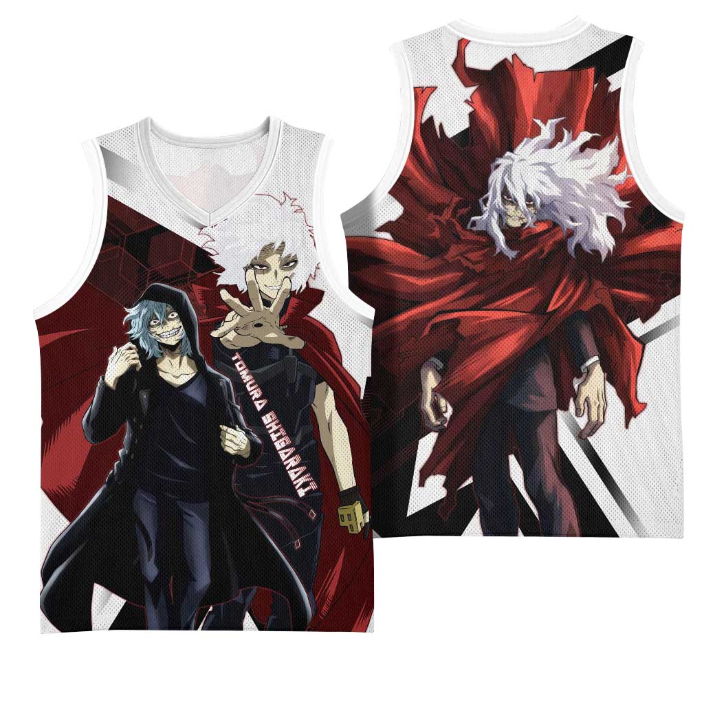 Tomura Shigaraki Basketball Jersey Dark Anime Villain Illustration with Red Energy Aura
