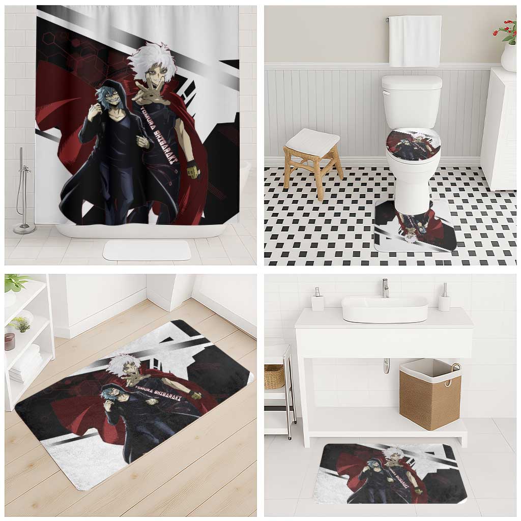 Tomura Shigaraki Bathroom Set Dark Anime Villain Illustration with Red Energy Aura