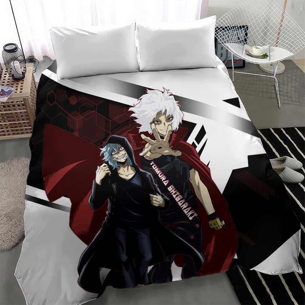 Tomura Shigaraki Bedding Set Dark Anime Villain Illustration with Red Energy Aura