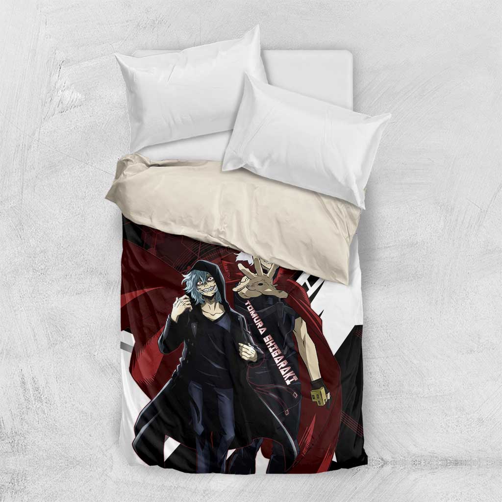 Tomura Shigaraki Bedding Set Dark Anime Villain Illustration with Red Energy Aura