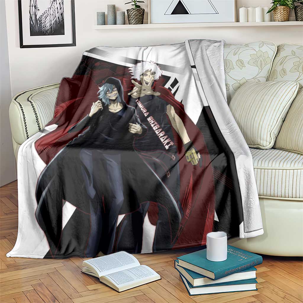 Tomura Shigaraki Blanket Dark Anime Villain Illustration with Red Energy Aura