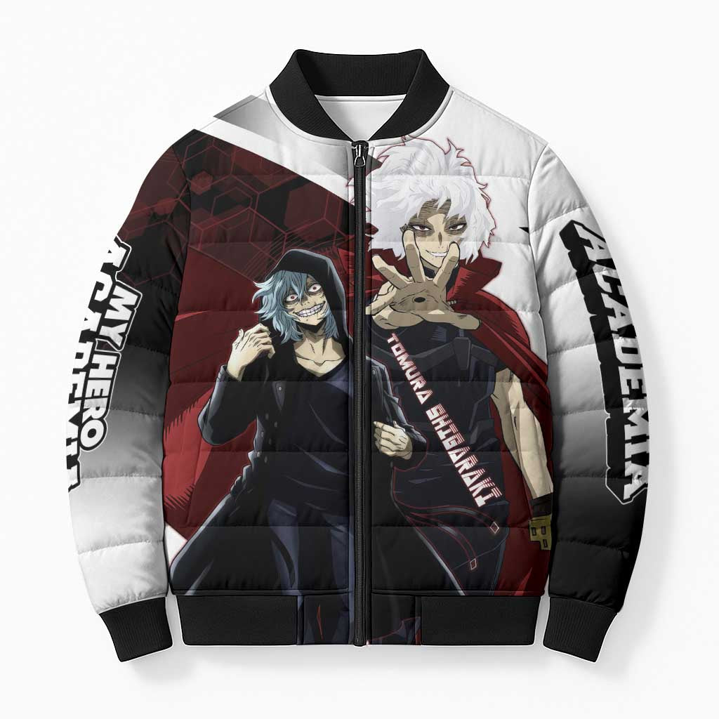 Tomura Shigaraki Bomber Puffer Jacket Dark Anime Villain Illustration with Red Energy Aura