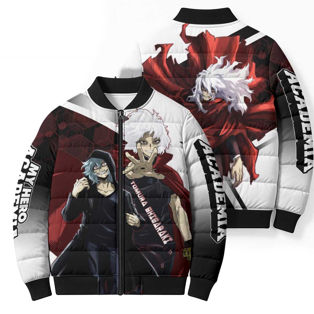 Tomura Shigaraki Bomber Puffer Jacket Dark Anime Villain Illustration with Red Energy Aura